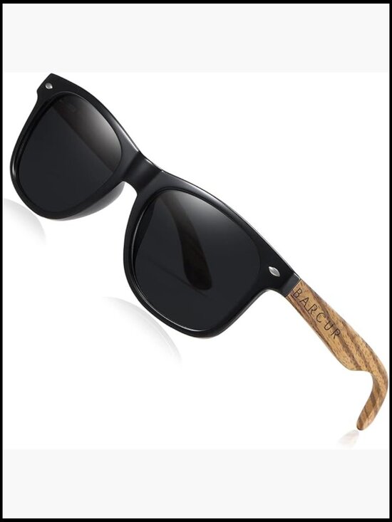 Wood Sunglasses Polarized UV Protection Black Walnut Zebra Wooden Arms Frame main image 5